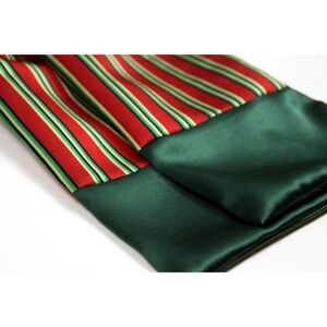 Camellucci Men's‎ 100% Silk Ascot Cravat LUXURY Striped Red Green Block